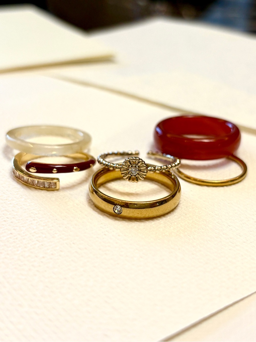 Red style ring set - 6 rings - Picture 5 of 5